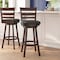 Flash Furniture Zerrick Commercial Wood Classic Ladderback Swivel Barstool w/Black LeatherSoft Seat, Espresso ES-UN3-29-ESP-GG - alternate 1